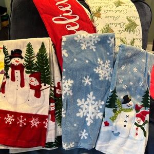 Set of seven Christmas hand towels